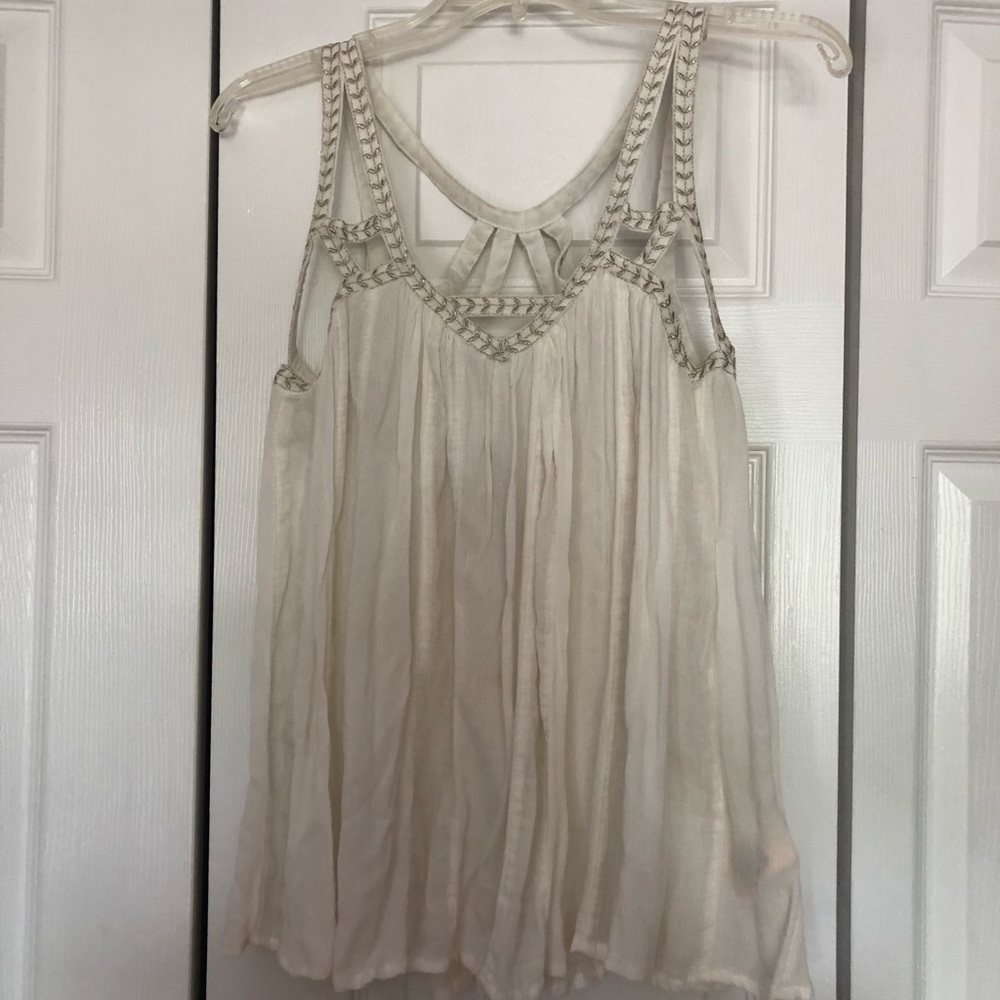 ANTHROPOLOGIE WHITE FLOWY TANK TOP BARELY WORN